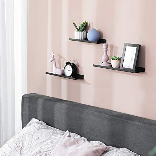 Metal Wall Shelves, Set of 3 Floating Shelves, Industrial Style, for Decorations, Photo Frames, Knickknacks, 6 Screws Included for Mounting, Multiple Layouts, Black