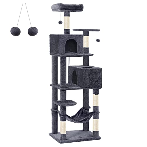 Cat Scratching Post 191 cm with Soft Plush Smoke Grey