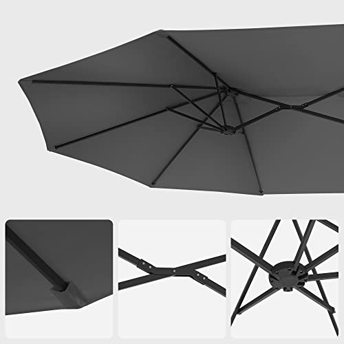 460 x 270 cm Double-Sided Parasol Umbrella, Extra Large Garden Patio Parasol, Twin Sun Shade Canopy, UPF 50+ Protection, Crank, For Market Outdoor Garden Terrace, No Base, Grey