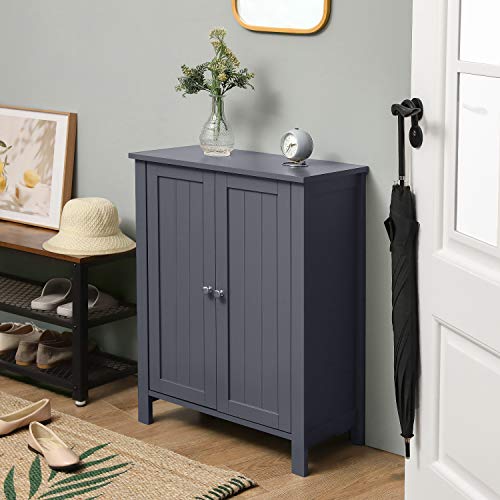 Freestanding Bathroom Cabinet Storage Cupboard Unit with 2 Doors and 2 Adjustable Shelves, Grey