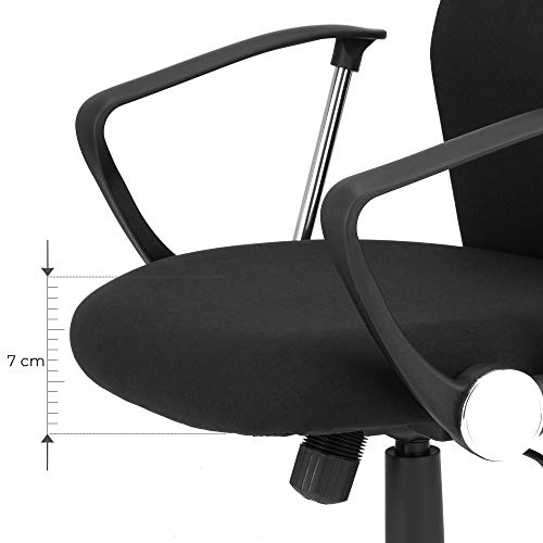 Office Chair Ergonomic Swivel Chair Padded Seat Fabric Cover Adjustable and Tiltable up to 120 kg Load Capacity Black