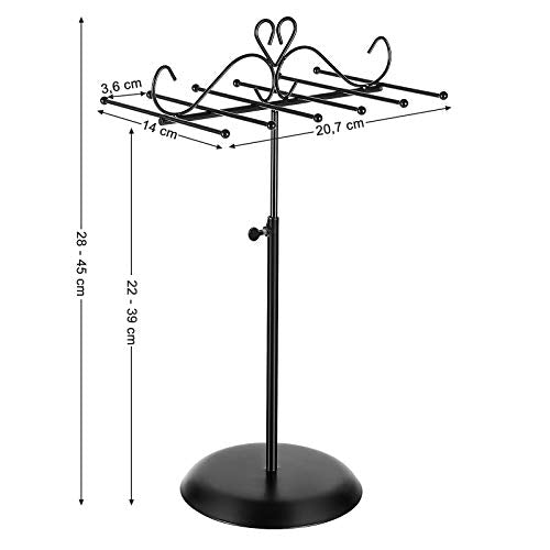 Jewellery Display Stand Holder, Metal Jewellery Rack Tree, for Necklaces, Chokers, Bracelets, Earrings, Great Gift Idea, Black