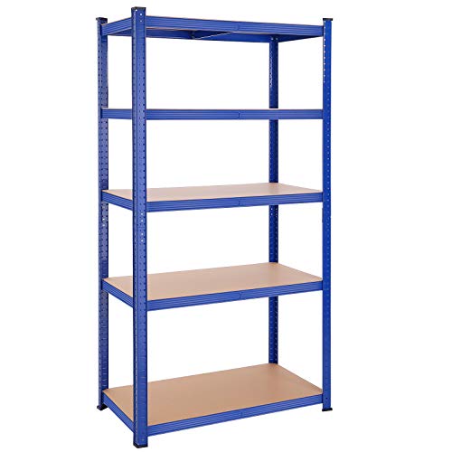 5-Tier Shelving Unit, Steel Shelving Unit for Storage, Tool-Free Assembly, for Garage, Shed, Load Capacity 600 kg, 50 x 100 x 200 cm, Blue