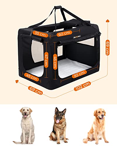 Dog Carrier, Folding Fabric Pet Carrier, 102 x 69 x 69 cm, Black