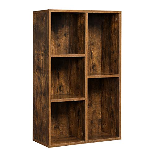 Bookcase, Wooden Kids Bookshelf with 5 Compartments, Floor Standing Storage Unit for Files, Decor, In Study Children’s Room, 50 x 24 x 80 cm, Rustic Brown