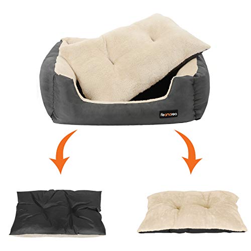 Dog Bed, Reversible Cushion, 70 x 55 x 21 cm, Dark Grey