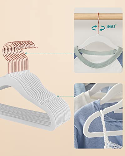 Baby Hangers, Pack of 50 kid’s Velvet Hangers with Rose Gold Hooks, Non-Slip Children’s Hangers for Clothes in Closet, Baby or Children's Coats, White