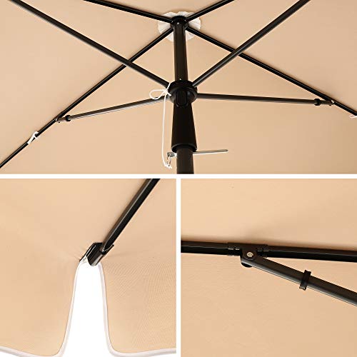 Rectangular Balcony Parasol 1.8 x 1.25 m, UPF 50+ Protection, Tilting Sunshade, PA-Coated Canopy, Carrying Bag, Garden Terrace, Base Not Included, Taupe