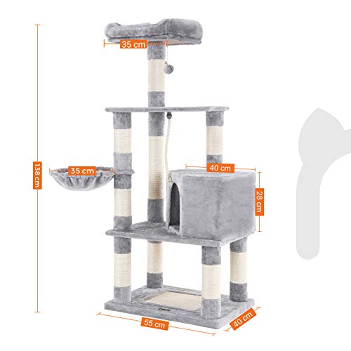 Stable Cat Tree, Play Tower 138 cm, Light Grey