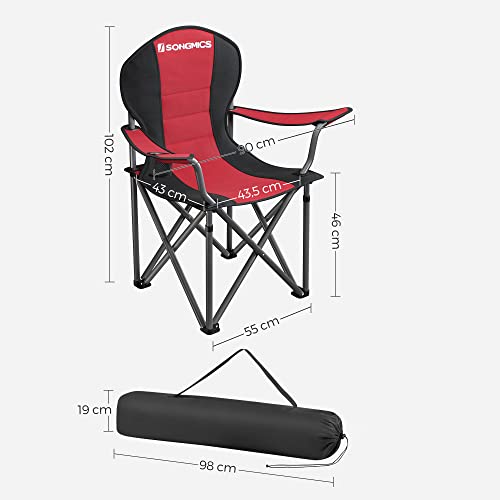 Foldable Camping Chair, with Comfortable Sponge Seat, Cup Holder, Heavy Duty Structure, Max Load Capacity 250 kg, Outdoor Chair, Black