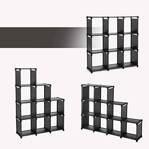 9-Cube DIY Storage Shelves, Open Bookshelf, Closet for Family Study, Organiser Rack, Cabinet in Living Room, Black