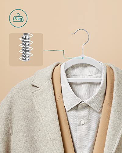 Velvet Hangers, 50 Pack, Non-Slip Clothes Hangers, 0.6 cm Thickness, Space Saving, 360° Swivel Hooks, 43.5 cm Long, for Coat, Jacket, Shirt, Dress, Trousers, White