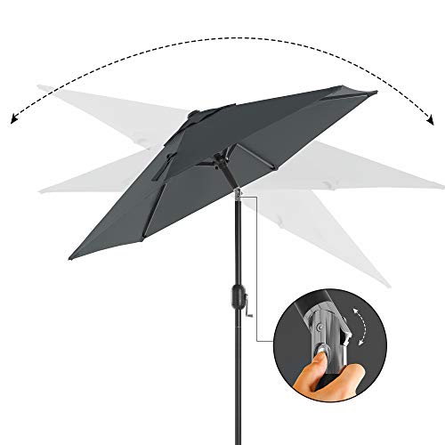 197 cm Garden Parasol Umbrella, UPF 50+, Sun Shade, 30° Tilt in 2 Directions, Crank Handle for Opening and Closing, for Outdoor Gardens Pool Balcony Patio, Base Not Included, Grey