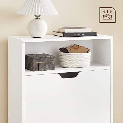 V1 Shoe Cabinet with 2 Compartments for Hallway, Living Room, Bedroom, 60 x 24 x 102 cm, White