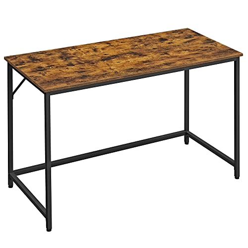 Writing Desk, Computer Desk, Small Office Table, 120 x 60 x 75 cm, Study, Home Office, Simple Assembly, Steel, Industrial Design, Rustic Brown and Black