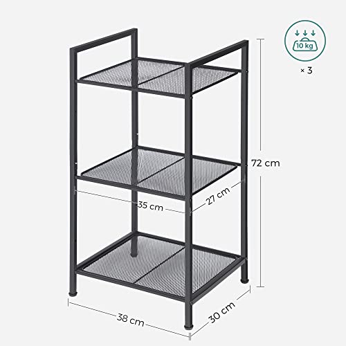 Metal Bathroom Shelf Kitchen Shelf 3 Tier Bathroom Shelf Standing Shelf Plant Shelf Expandable Adjustable Shelves Industrial Design for Bathroom Kitchen Black