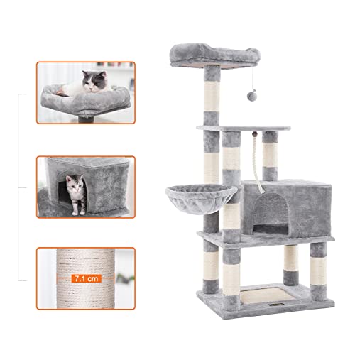 Stable Cat Tree, Play Tower 138 cm, Light Grey