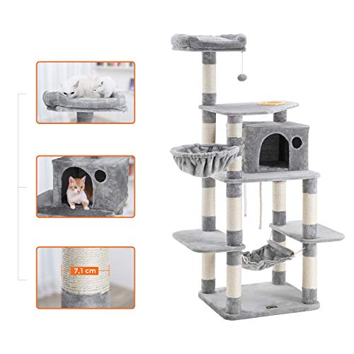 Cat Tree, Play Tower 164 cm, Light Grey