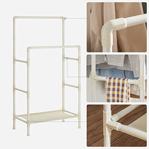 Metal Coat Rack with 2 Clothes Rails and 1 Shelf, Holds up to 70 kg, Easy to Assemble, White