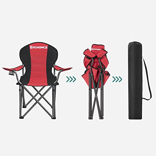 Foldable Camping Chair, with Comfortable Sponge Seat, Cup Holder, Heavy Duty Structure, Max Load Capacity 250 kg, Outdoor Chair, Black