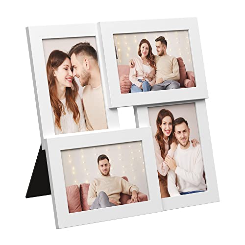 Picture Frames Collage for 4 photos, for 4" x 6" (10 x 15 cm), Glass Front, Wall Mounted Photo Gallery Display, White