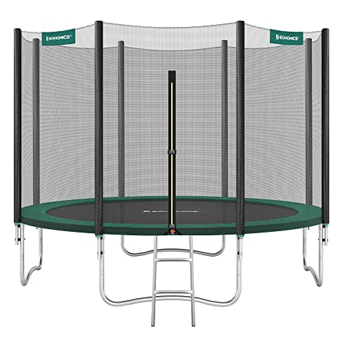 Trampoline 366 cm (12 ft), Outdoor Backyard Trampoline, TÜV Rheinland GS Certificate, with Enclosure Safety Net, Spring Cover Pad, Ladder, Holds 150 kg, Green