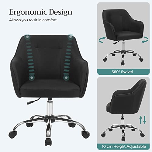 Office Chair, Comfortable Desk Chair, Height-Adjustable Computer Chair, 120 kg, Steel Frame, Faux Linen, Breathable, Home Office, Office, Black