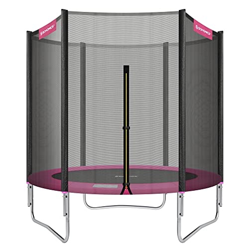 Trampoline 6 ft/8 ft/10 ft/12 ft, Kids Trampoline with Enclosure Net, Safety Pad, Ladder, 180 cm High Straight Pole, Steel Frame, TÜV Rheinland GS Certificate