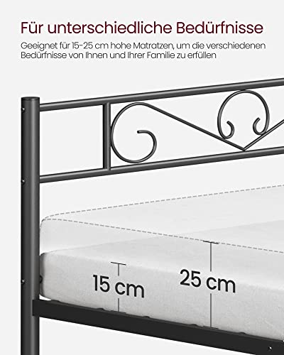 Double Bed Frame Metal Bed Frame, Fits 140 x 190 cm Mattress, for Adults Children Kids, No Box Spring Needed, Simple Assembly, for Small Spaces, Black