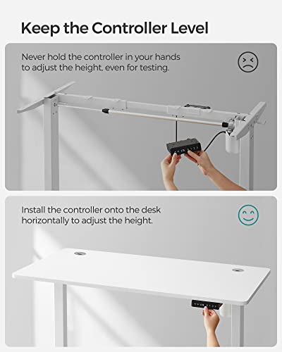 Height-adjustable electric desk, table frame, desk stand, without table top, with hook, infinitely adjustable, memory function, steel, white