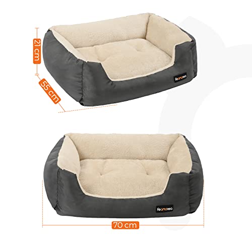 Dog Bed, Reversible Cushion, 70 x 55 x 21 cm, Dark Grey