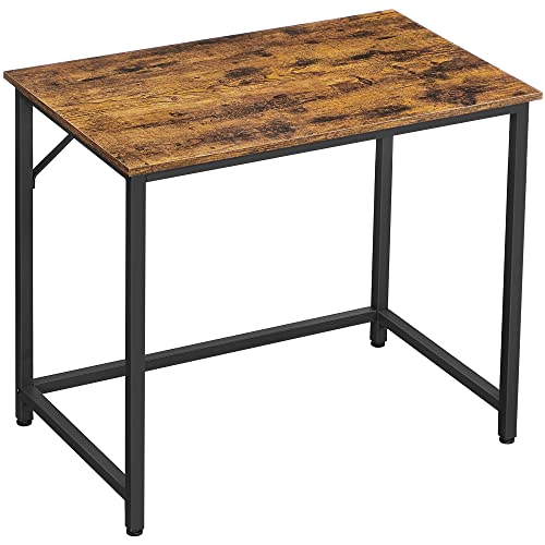 Writing Desk, Computer Desk, Small Office Table, 80 x 50 x 75 cm, Study, Home Office, Simple Assembly, Steel, Industrial Design, Rustic Brown and Black