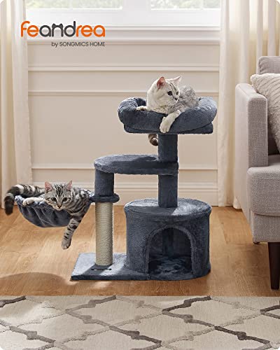 Cat Tree, Small Cat Tower, Kitten Scratching Post, Smoky Grey