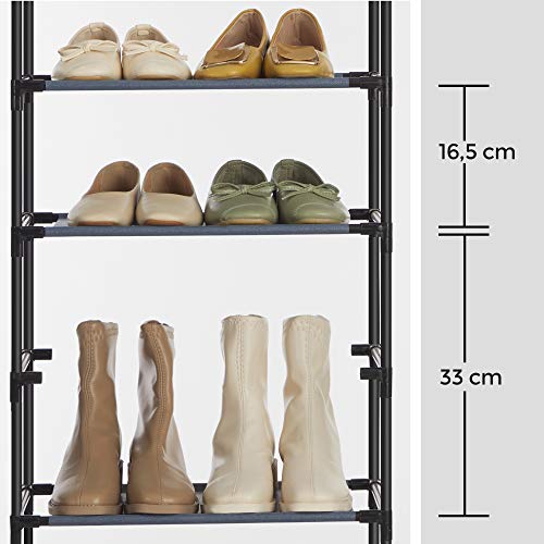 4-Tier Shoe Rack, Set of 2 Shoe Storage Organiser with Metal Frame, Non-Woven Fabric Layer, for Hallway, Bedroom, Living Room, 45 x 28 x 80 cm, Grey