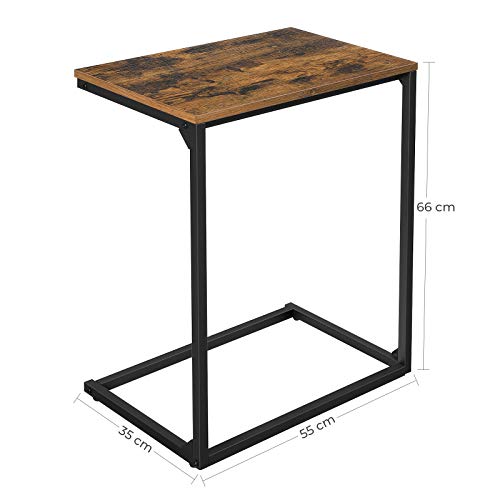 Side Table, Small Sofa Table, End Table, Laptop Table, for Bedroom, Living Room, Work in Bed or on The Sofa, Simple Structure, Stable, Industrial Style, Rustic Brown and Black