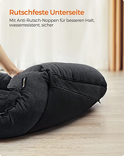 Dog Bed, Linen-Look Pet Bed, Dog Sofa Bed with Raised Edges, Non-Slip Bottom, Removable Washable Cover, XL, for Large Dogs, 110 x 75 x 27 cm, Dark Grey