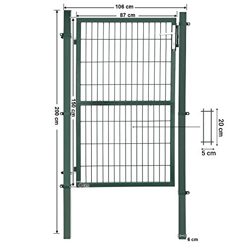 Garden Galvanised Steel Robust and Durable with Lock and Key Gate Dimensions: 150 x 106 cm Green