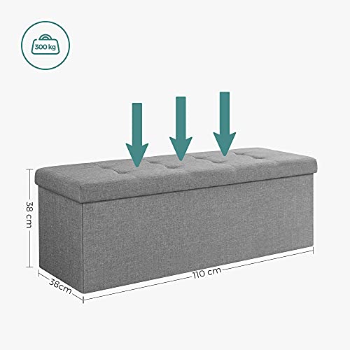 43 Inches Folding Storage Ottoman Bench, Storage Chest, Foot Rest Stool, Bedroom Bench with Storage, Light Gray U