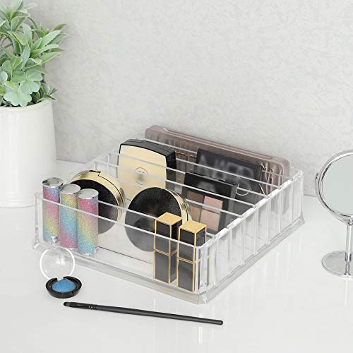 Makeup Organiser, Cosmetics Storage, with 7 Adjustable Shelves, for Palettes, Eyeshadow, Powders, Rouges, Dressing Table, Acrylic, Transparent