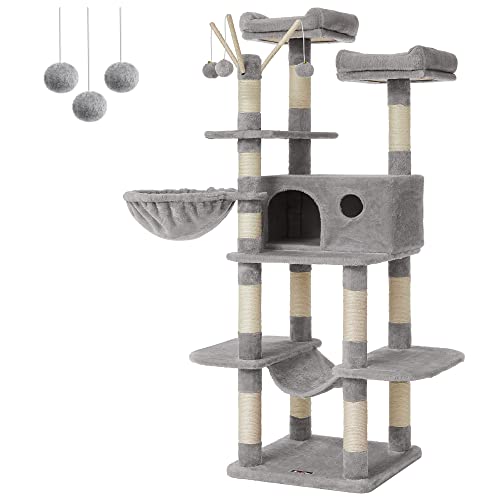 Cat Tree, XXL Cat Condo, 164 cm, Light Grey