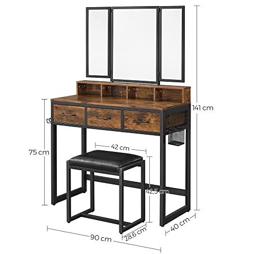 Dressing Table, Rustic Brown and Black