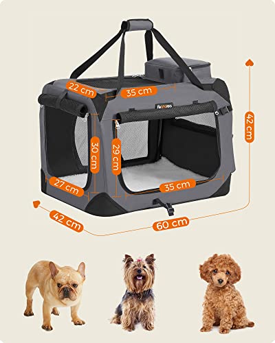 Dog Carrier, Folding Fabric Pet Carrier, 60 x 42 x 42 cm, Grey