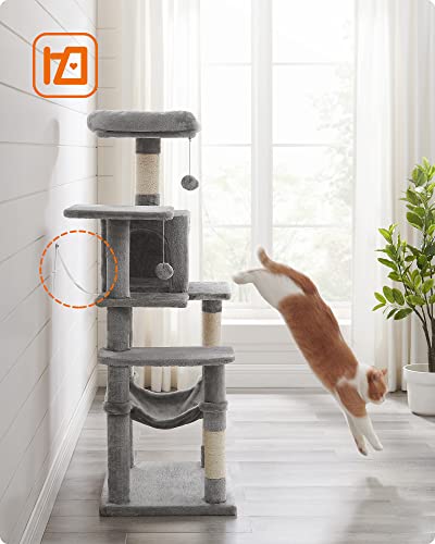 Cat Tree, Cat Condo with Hammock, 143 cm, Light Grey