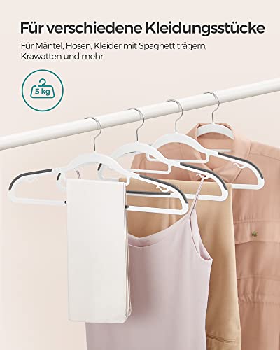 Set of 50, Durable Plastic Non-Slip Design, Space-Saving Hangers, Thickness of 0.5 cm, 360° Swivel Hook, Length of 42 cm, White and Dark , ABS, Light Grey, Standard