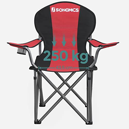 Foldable Camping Chair, with Comfortable Sponge Seat, Cup Holder, Heavy Duty Structure, Max Load Capacity 250 kg, Outdoor Chair, Black