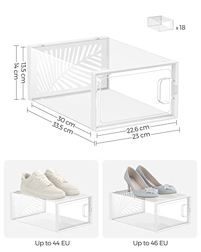 Shoe Boxes, Pack of 18 Shoe Storage Organizers, White