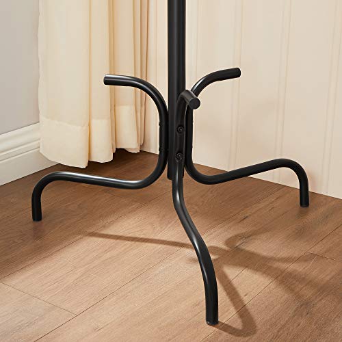 Coat Rack, Freestanding Metal Coat Tree with 6 Hooks, for Coats, Hats, Bags, 54 x 54 x 171.1 cm, Black