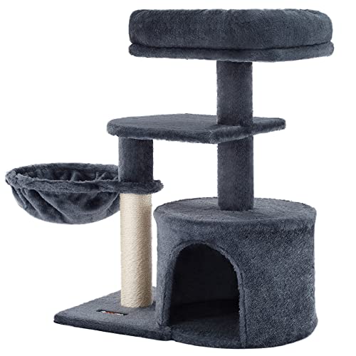 Cat Tree, Small Cat Tower, Kitten Scratching Post, Smoky Grey