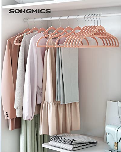 Velvet, 50 Pack, Non-Slip Clothes Hangers, 0.6 cm Thickness, Space Saving, 360° Swivel Hooks, 43.5 cm Long, for Coat, Jacket, Shirt, Dress, Trousers, , Pink Light, 43,5 x 0,6 x 22,5 cm