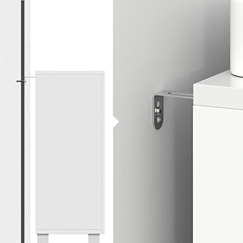 Bathroom Cabinet with Double Door, Adjustable Shelf, Soft Close Hinges for Bathroom, 60 x 30 x 63 cm, White